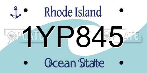 1YP845 Rhode Island License Plate