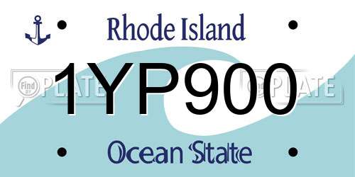 1YP900 Rhode Island License Plate