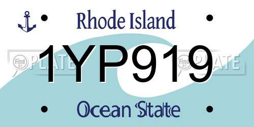 1YP919 Rhode Island License Plate