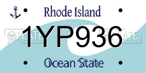 1YP936 Rhode Island License Plate
