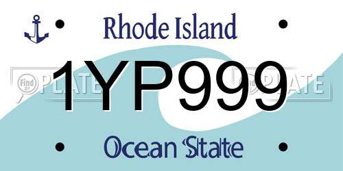 1YP999 Rhode Island License Plate