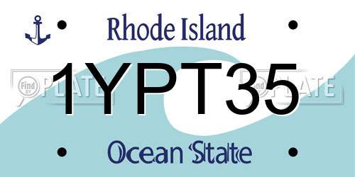 1YPT35 Rhode Island License Plate
