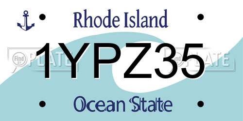 1YPZ35 Rhode Island License Plate