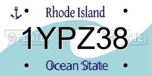 1YPZ38 Rhode Island License Plate