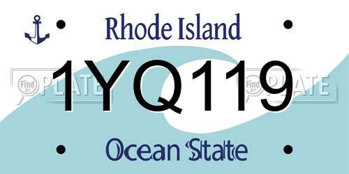1YQ119 Rhode Island License Plate