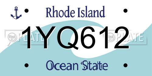 1YQ612 Rhode Island License Plate