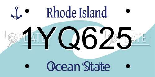 1YQ625 Rhode Island License Plate