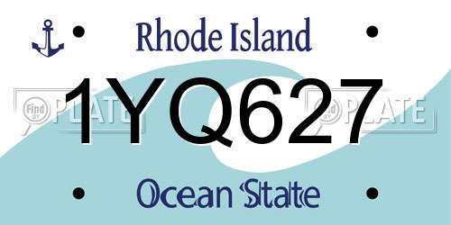 1YQ627 Rhode Island License Plate