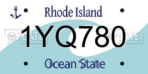 1YQ780 Rhode Island License Plate