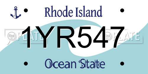 1YR547 Rhode Island License Plate