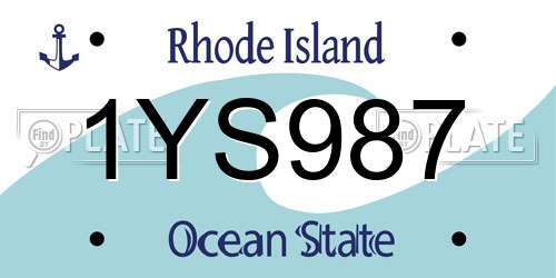 1YS987 Rhode Island License Plate