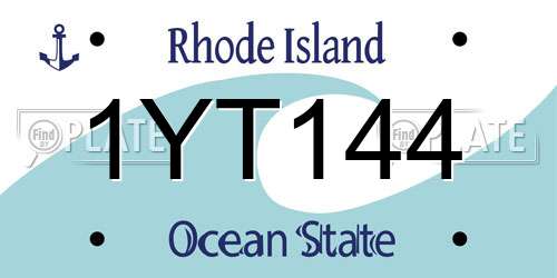 1YT144 Rhode Island License Plate