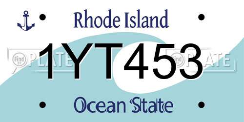 1YT453 Rhode Island License Plate