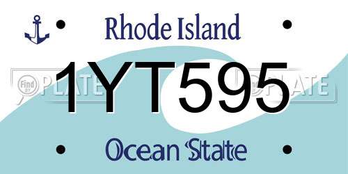 1YT595 Rhode Island License Plate