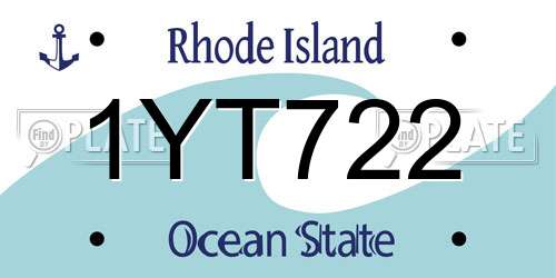 1YT722 Rhode Island License Plate