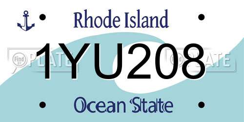 1YU208 Rhode Island License Plate