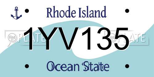 1YV135 Rhode Island License Plate