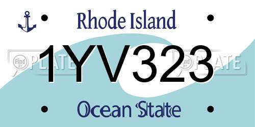1YV323 Rhode Island License Plate