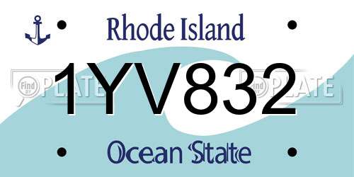 1YV832 Rhode Island License Plate