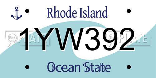 1YW392 Rhode Island License Plate