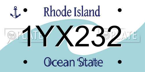 1YX232 Rhode Island License Plate