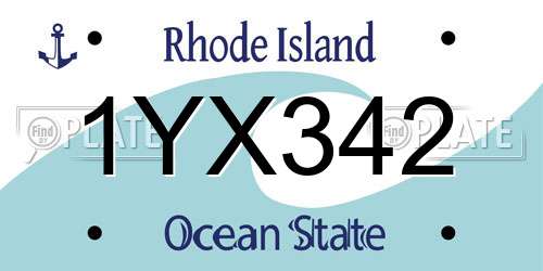 1YX342 Rhode Island License Plate