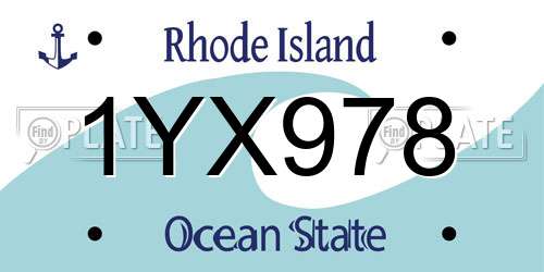 1YX978 Rhode Island License Plate