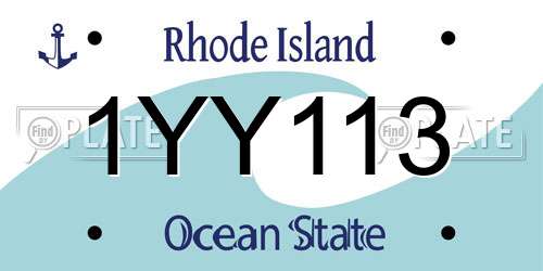1YY113 Rhode Island License Plate