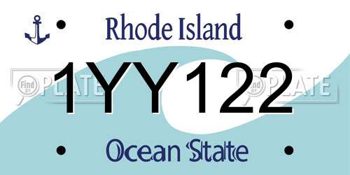 1YY122 Rhode Island License Plate