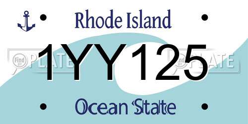 1YY125 Rhode Island License Plate
