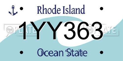 1YY363 Rhode Island License Plate
