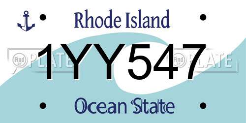 1YY547 Rhode Island License Plate