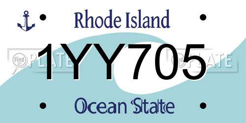1YY705 Rhode Island License Plate
