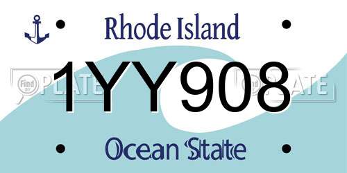 1YY908 Rhode Island License Plate