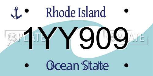 1YY909 Rhode Island License Plate