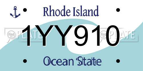 1YY910 Rhode Island License Plate