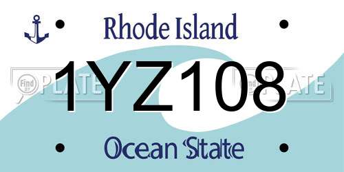 1YZ108 Rhode Island License Plate