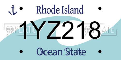 1YZ218 Rhode Island License Plate