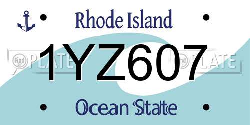 1YZ607 Rhode Island License Plate