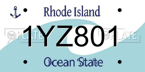 1YZ801 Rhode Island License Plate