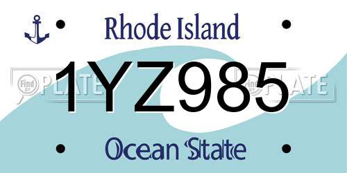 1YZ985 Rhode Island License Plate