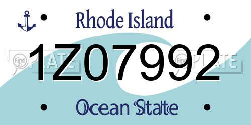 1Z07992 Rhode Island License Plate