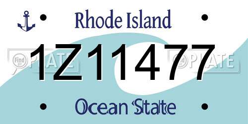 1Z11477 Rhode Island License Plate