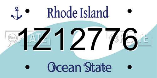 1Z12776 Rhode Island License Plate