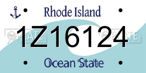 1Z16124 Rhode Island License Plate