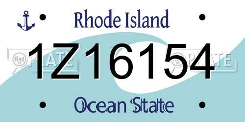 1Z16154 Rhode Island License Plate