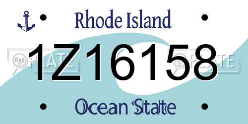 1Z16158 Rhode Island License Plate