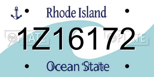 1Z16172 Rhode Island License Plate