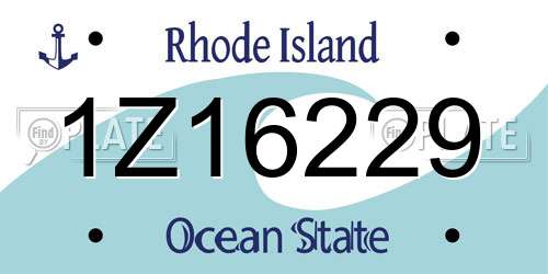 1Z16229 Rhode Island License Plate