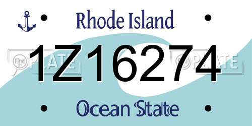 1Z16274 Rhode Island License Plate